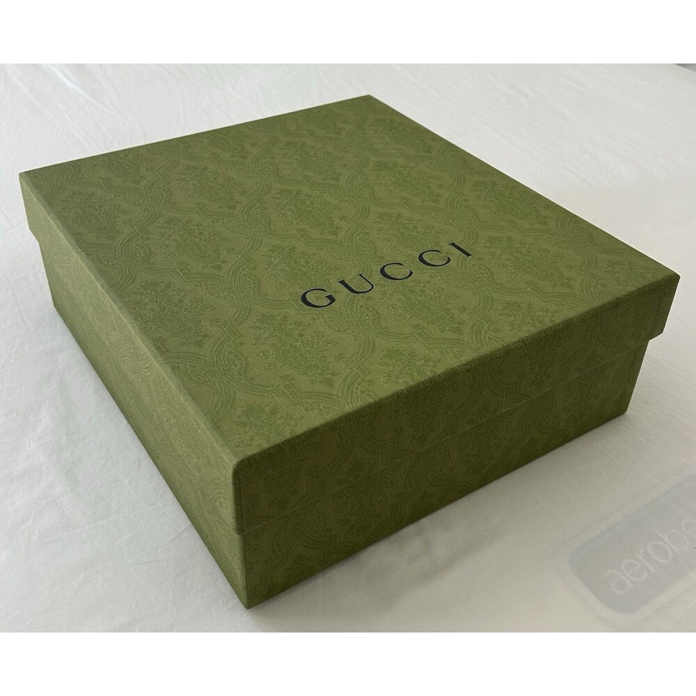 Authentic Gucci Green Decorative Gift Box Empty with Responsibility Card 12.5x10